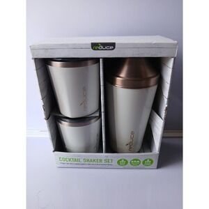 Reduce Cocktail Shaker Set 20oz Shaker and Two 10oz Lowball Tumblers Cream